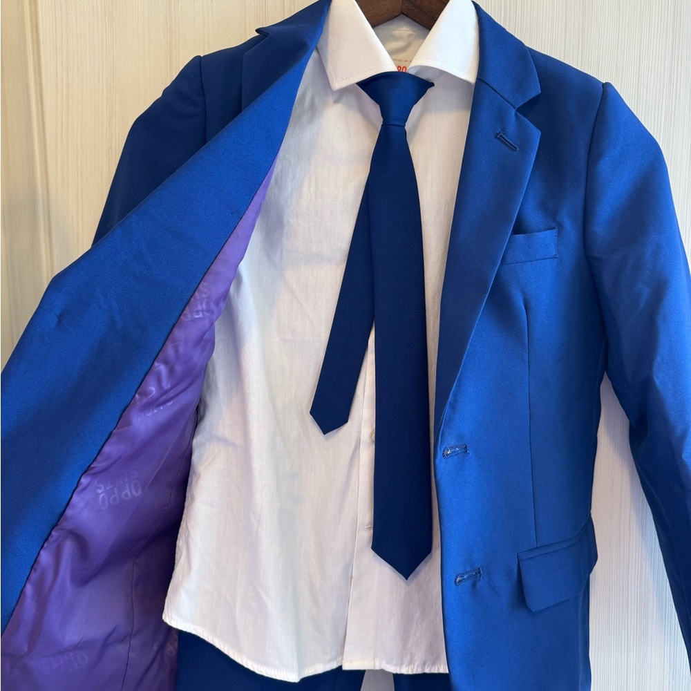 OppoSuits Vibrant Blue Suit with Purple Interior